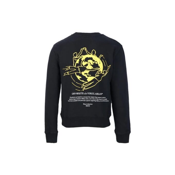 Off-White Hombre Color Dorado Estampado de Motivos Terrestres Cuello Redondo Negro