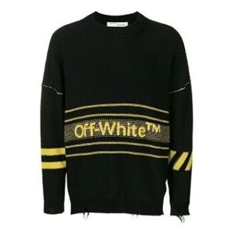 Off-White Hombre con logo, jersey de cuello redondo, negro