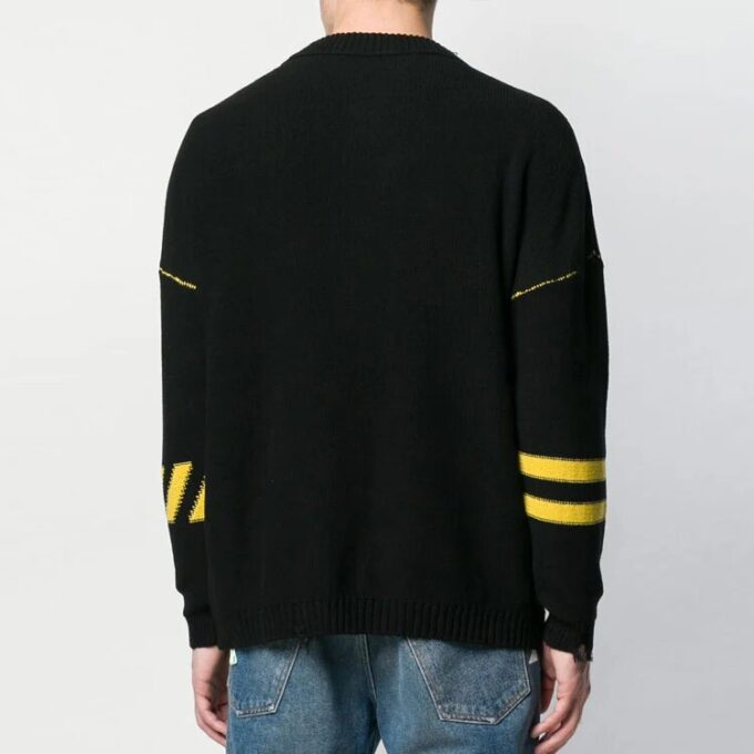 Off-White Hombre con logo, jersey de cuello redondo, negro