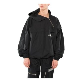 Off-White Hombre Estampado Cremallera Diagonal Corte holgado Negro