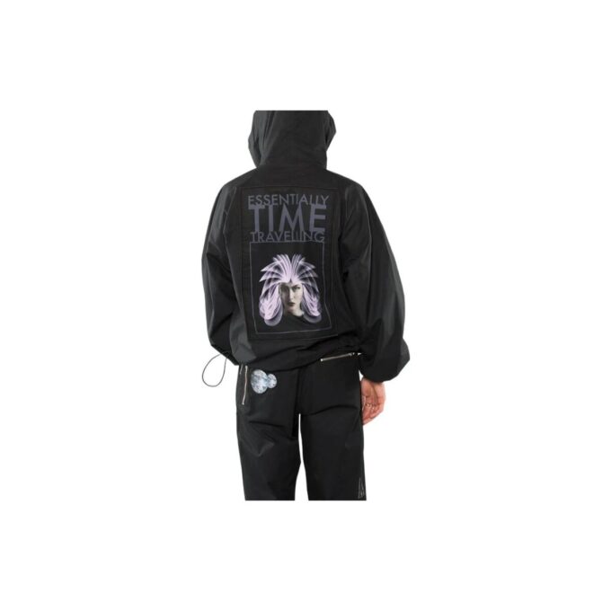 Off-White Hombre Estampado Cremallera Diagonal Corte holgado Negro