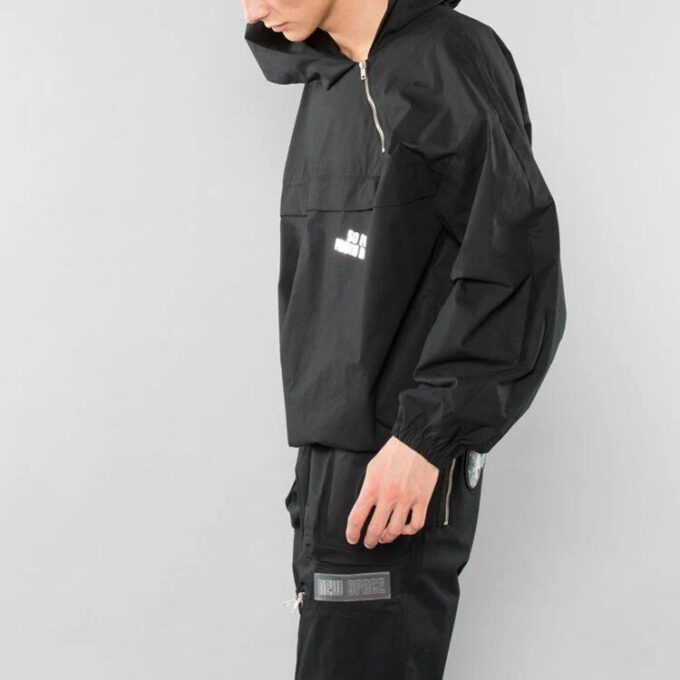 Off-White Hombre Estampado Cremallera Diagonal Corte holgado Negro
