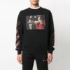 Off-White Hombre Estampado Cuello redondo Manga larga Negro