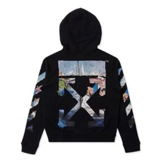 Off-White Hombre Estampado Pintura Patrón de Flechas Cremallera Clásico Negro