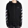 Off-White Hombre Estampado Pintura Patrón de Flechas Cremallera Clásico Negro