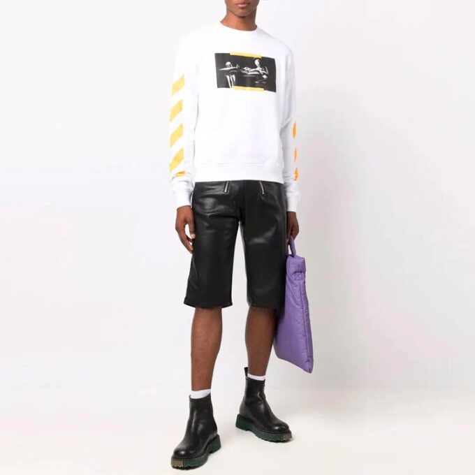 Off-White Hombre FW21 Camiseta con cuello redondo y estampado, versión estándar, blanco