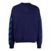 Off-White Hombre FW21 Camiseta de manga larga con cuello redondo, estampado geométrico de flechas de goma, corte holgado, azul