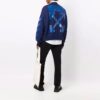 Off-White Hombre FW21 Camiseta de manga larga con cuello redondo, estampado geométrico de flechas de goma, corte holgado, azul