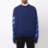 Off-White Hombre FW21 Camiseta de manga larga con cuello redondo, estampado geométrico de flechas de goma, corte holgado, azul