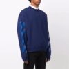 Off-White Hombre FW21 Camiseta de manga larga con cuello redondo, estampado geométrico de flechas de goma, corte holgado, azul