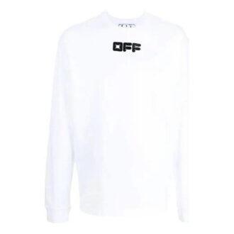 Off-White Hombre FW21 Camiseta de manga larga con estampado de logotipo, corte holgado, color blanco