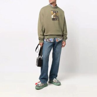 Off-White Hombre FW21 Caravaggio Painting Sin capucha Corte holgado Verde Off-White Hombre FW21 Caravaggio Painting Sin capucha Corte holgado Verde