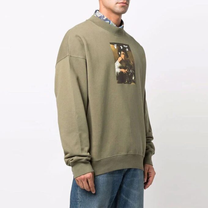 Off-White Hombre FW21 Caravaggio Painting Sin capucha Corte holgado Verde