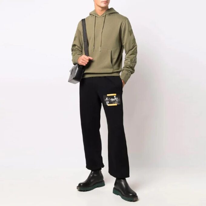 Off-White Hombre FW21 Casual Con capucha Estampado Corte holgado Verde