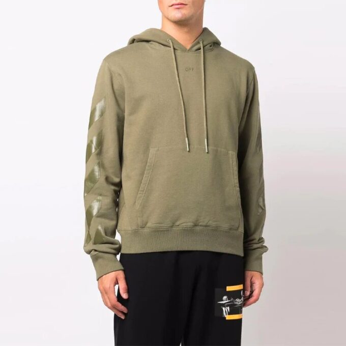 Off-White Hombre FW21 Casual Con capucha Estampado Corte holgado Verde