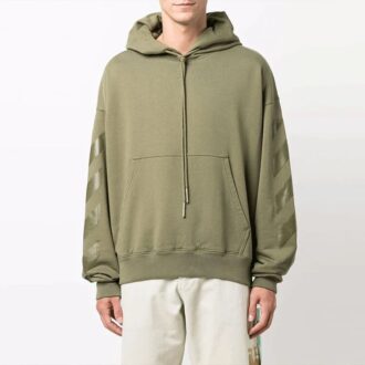 Off-White Hombre FW21 Estampado con capucha Manga larga Corte holgado Verde Off-White Hombre FW21 Estampado con capucha Manga larga Corte holgado Verde