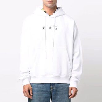 Off-White Hombre FW21 Estampado de Arrows Sudadera con capucha Manga larga Corte holgado Blanco Off-White Hombre FW21 Estampado de Arrows Sudadera con capucha Manga larga Corte holgado Blanco