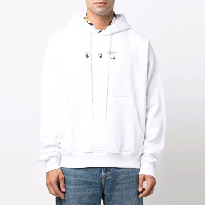 Off-White Hombre FW21 Estampado de Arrows Sudadera con capucha Manga larga Corte holgado Blanco