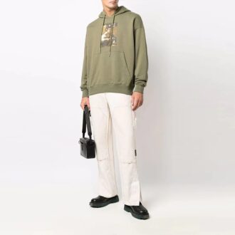 Off-White Hombre FW21 Estampado de ilustración Corte holgado Verde
