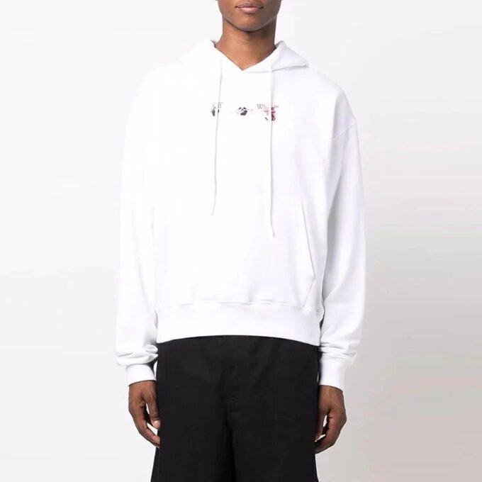 Off-White Hombre FW21 Estampado de letras con patrón de Arrows, color liso, corte holgado, blanco