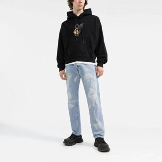 Off-White Hombre FW21 Jersey de corte holgado con estampado de logotipo divertido Negro Off-White Hombre FW21 Jersey de corte holgado con estampado de logotipo divertido Negro