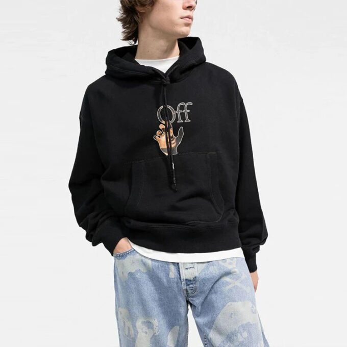 Off-White Hombre FW21 Jersey de corte holgado con estampado de logotipo divertido Negro