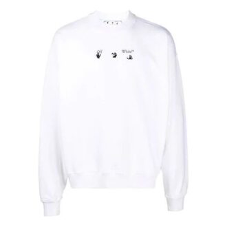 Off-White Hombre FW21 Jersey de cuello redondo con estampado de Arrows, corte holgado, blanco Off-White Hombre FW21 Jersey de cuello redondo con estampado de Arrows, corte holgado, blanco