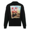 Off-White Hombre FW21 Jersey de cuello redondo con estampado de Arrows y logotipo, corte holgado, negro