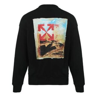 Off-White Hombre FW21 Jersey de cuello redondo con estampado de Arrows y logotipo, corte holgado, negro Off-White Hombre FW21 Jersey de cuello redondo con estampado de Arrows y logotipo, corte holgado, negro
