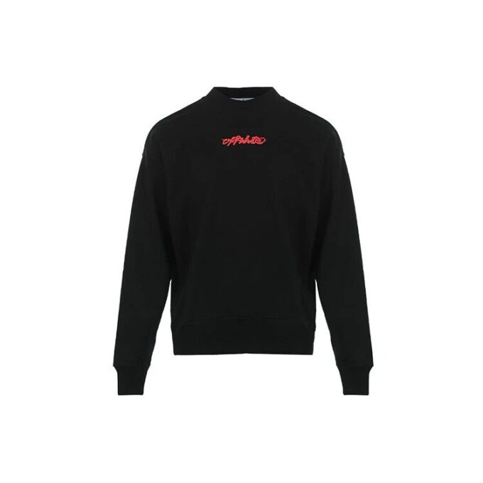 Off-White Hombre FW21 Jersey de cuello redondo con estampado de Arrows y logotipo, corte holgado, negro