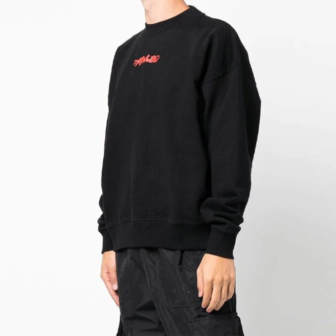 Off-White Hombre FW21 Jersey de cuello redondo con estampado de Arrows y logotipo, corte holgado, negro