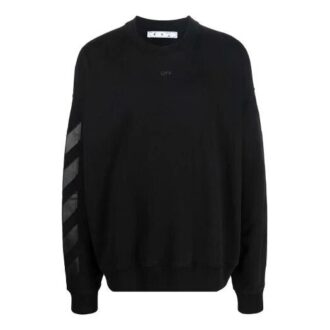 Off-White Hombre FW21 Jersey de cuello redondo con estampado de logotipo, corte holgado, negro Off-White Hombre FW21 Jersey de cuello redondo con estampado de logotipo, corte holgado, negro