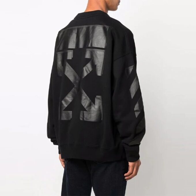 Off-White Hombre FW21 Jersey de cuello redondo con estampado de logotipo, corte holgado, negro