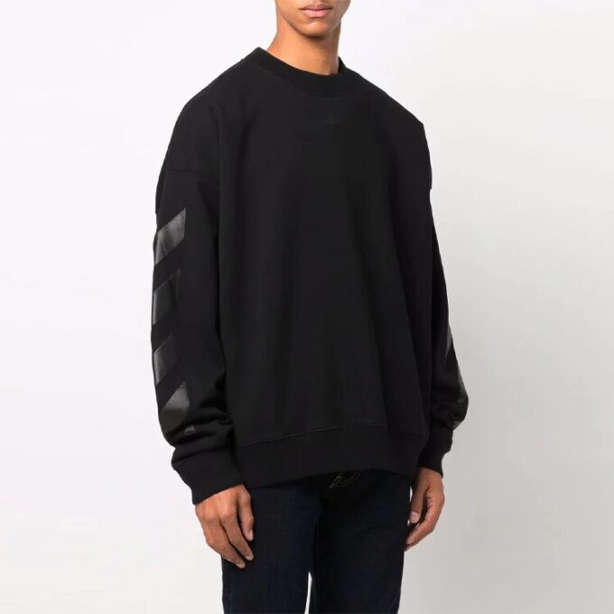 Off-White Hombre FW21 Jersey de cuello redondo con estampado de logotipo, corte holgado, negro