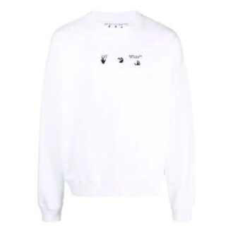 Off-White Hombre FW21 Jersey de manga larga con estampado de logotipo, corte holgado, blanco Off-White Hombre FW21 Jersey de manga larga con estampado de logotipo, corte holgado, blanco