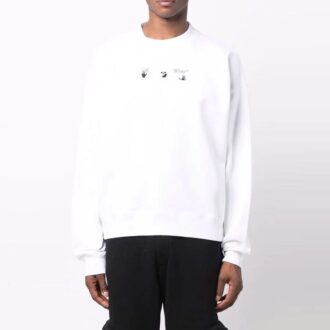 Off-White Hombre FW21 Jersey de manga larga con estampado de logotipo, corte holgado, blanco Off-White Hombre FW21 Jersey de manga larga con estampado de logotipo, corte holgado, blanco