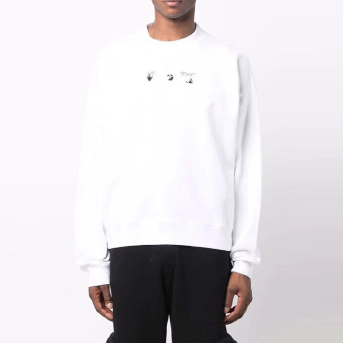Off-White Hombre FW21 Jersey de manga larga con estampado de logotipo, corte holgado, blanco