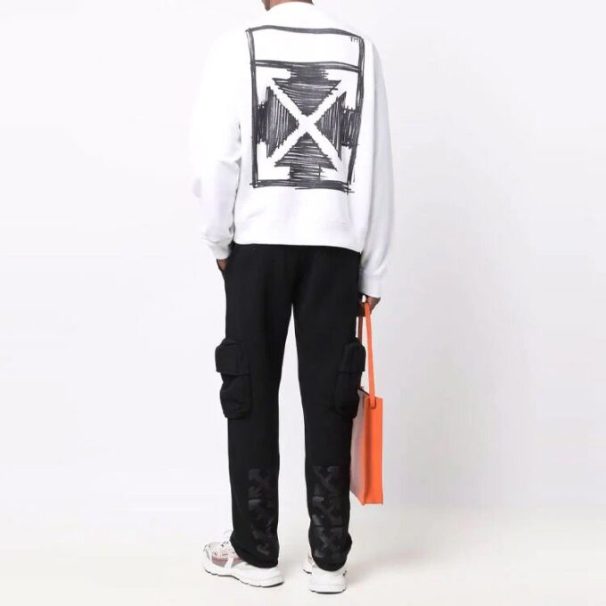 Off-White Hombre FW21 Jersey de manga larga con estampado de logotipo, corte holgado, blanco