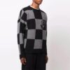 Off-White Hombre FW21 Jersey de punto con intarsia y logotipo en cuadrícula, versión Ordinary, negro