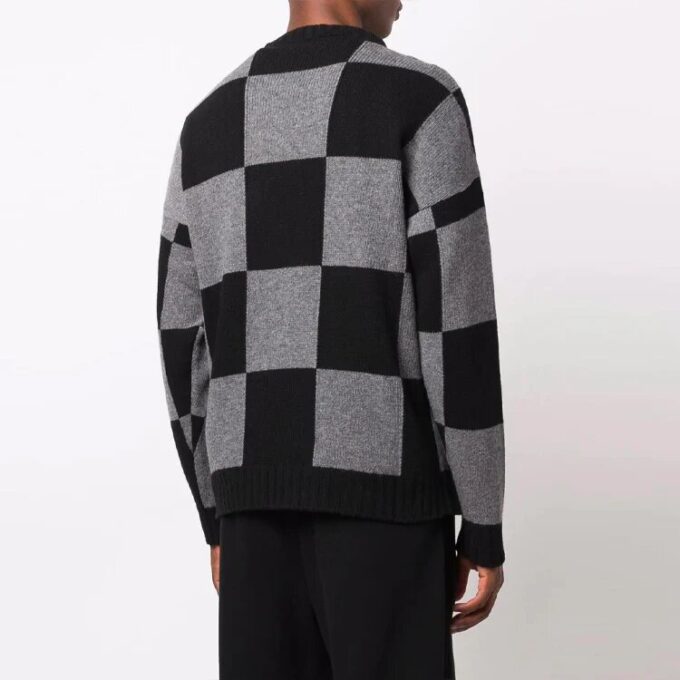 Off-White Hombre FW21 Jersey de punto con intarsia y logotipo en cuadrícula, versión Ordinary, negro