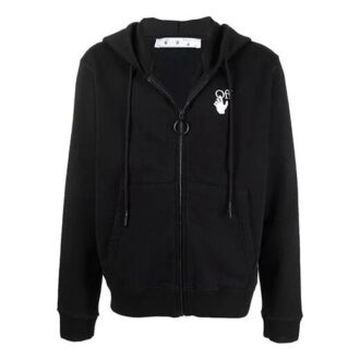 Off-White Hombre FW21 Logo Patrón de flechas Cremallera Corte holgado Negro