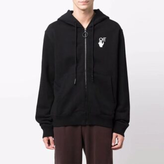 Off-White Hombre FW21 Logo Patrón de flechas Cremallera Corte holgado Negro