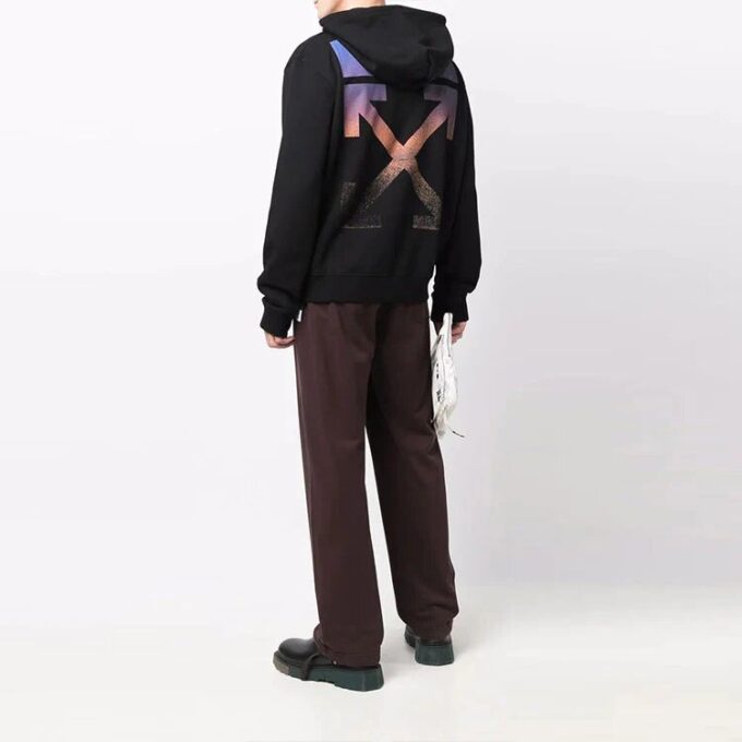 Off-White Hombre FW21 Logo Patrón de flechas Cremallera Corte holgado Negro
