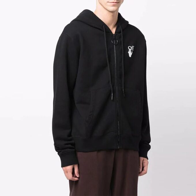 Off-White Hombre FW21 Logo Patrón de flechas Cremallera Corte holgado Negro