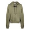 Off-White Hombre FW21 Sudadera con capucha, cordón y estampado del logotipo en el pecho, manga larga, corte holgado, verde