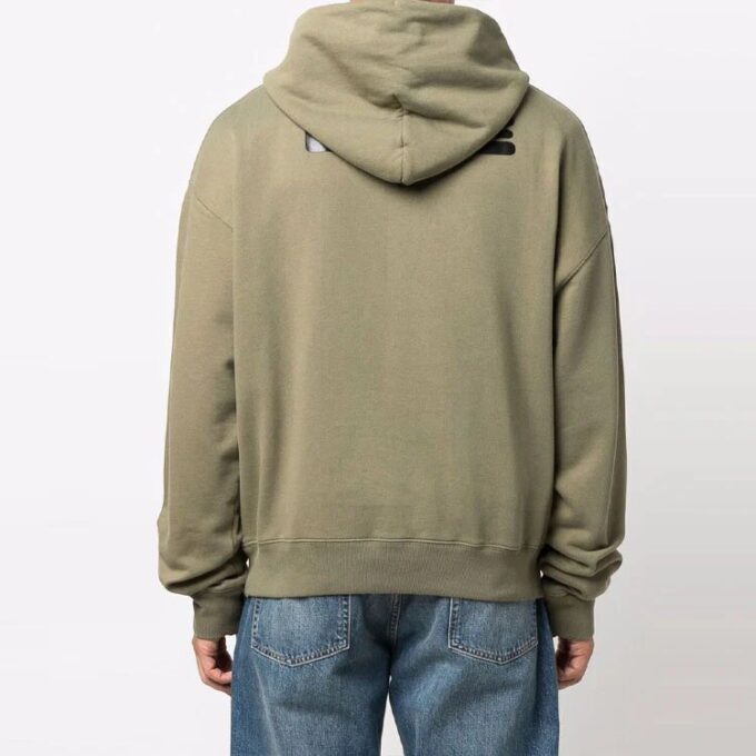 Off-White Hombre FW21 Sudadera con capucha, cordón y estampado del logotipo en el pecho, manga larga, corte holgado, verde