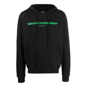 Off-White Hombre FW21 Sudadera con capucha, cordón y estampado pictórico, manga larga, corte holgado, negro Off-White Hombre FW21 Sudadera con capucha, cordón y estampado pictórico, manga larga, corte holgado, negro