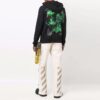 Off-White Hombre FW21 Sudadera con capucha, cordón y estampado pictórico, manga larga, corte holgado, negro