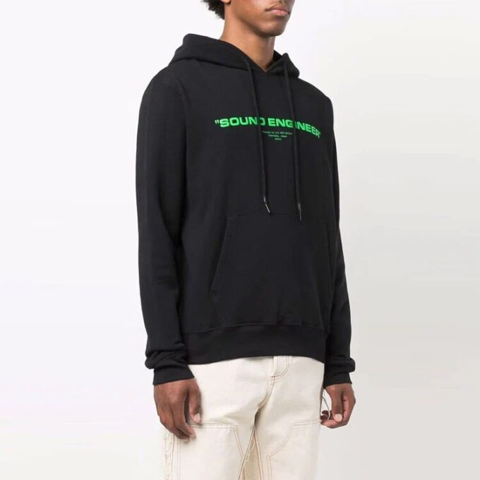 Off-White Hombre FW21 Sudadera con capucha, cordón y estampado pictórico, manga larga, corte holgado, negro