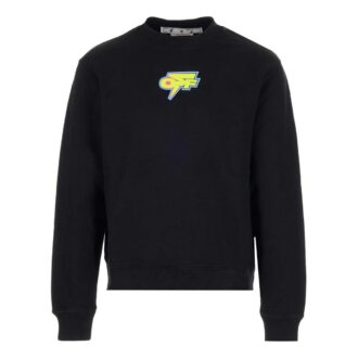 Off-White Hombre FW22 Camiseta de manga larga sin capucha con cuello redondo y estampado de logotipo, color negro